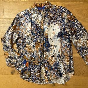 Robert Graham Limited Edition Colorful Mosaic Pattern Men’s Shirt like new L